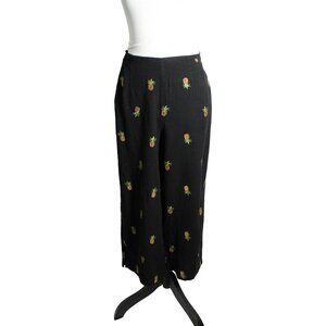 Y2K 2002 Plaza South Pineapple Linen Capri Wide Leg Pants Size 14